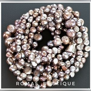 Elegant Real Pearl Three strand Necklace